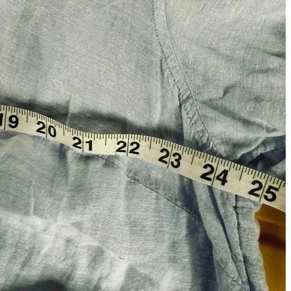 Sigrid Olsen 100% Linen Blue V-Neck Light Blue Blouse Button Down Shirt Size XL - Picture 15 of 16